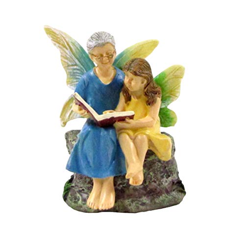 TG,LLC Treasure Gurus Mini Fairy Girl Grandma Reading Figurine Garden Accessory Outdoor Decor Ornament