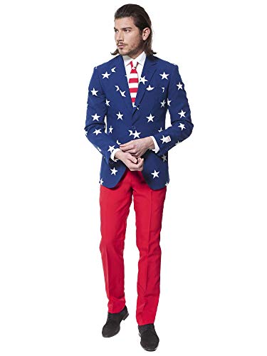 OPPOSUITS Men American Flag Suit - USA Outfit for the