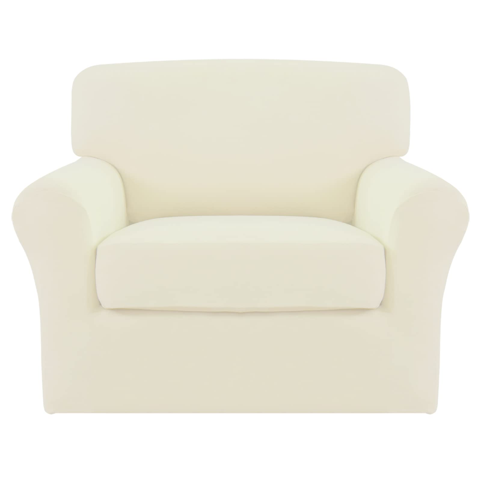 Easy-Going 2 Pieces Fleece Stretch Chair Sofa Slipcover Washable Sofa Couch Cover, Spandex Soft Fitted Furniture Protector, Kids, Pet, Dog (Chair,