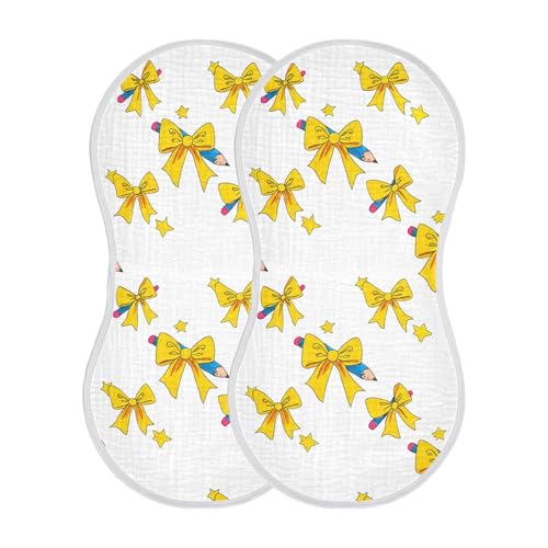 xigua Yellow Bows Baby Burp Cloths for Newborn Boys and Girls 4 Pack, Soft & Absorbent Cotton Baby Burp Cloth, Baby Washcloths, Newborn Towel, Burp Rags2