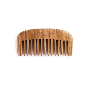 Breezelike Sandalwood Beard Comb – Wide Tooth Pocket Comb – No Static Natural Aroma Wooden Grooming Comb for Men