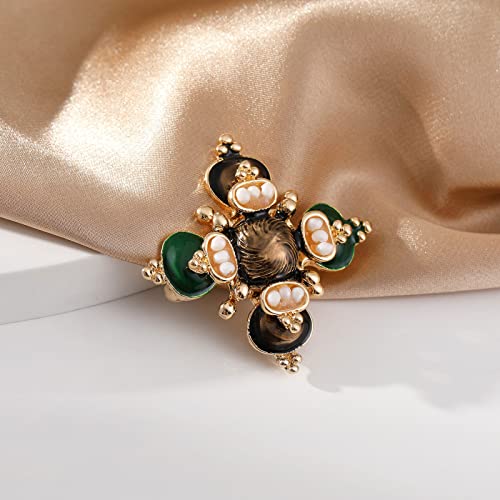 Retro Pearl Cross Brooch Pins For Women Fashion #TOP2