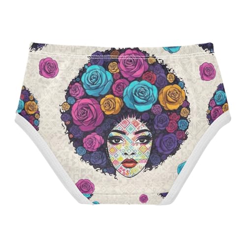 Girls Briefs, Colorful Roses Face Toddler Panties, Girls Underwear Cotton, 2T–8 Years2