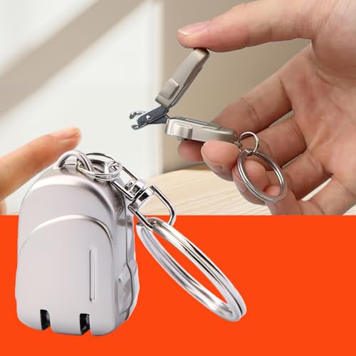 Mini mochila dobrável para viagem - 1 chaveiro de aço inoxidável, acessório de transporte diário