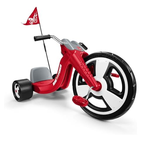 Radio Flyer Big Flyer Sport with Large Front Wheel and Adjustable Seat for Kids, Outdoor Activities, and Recreational Sports, Red Cover