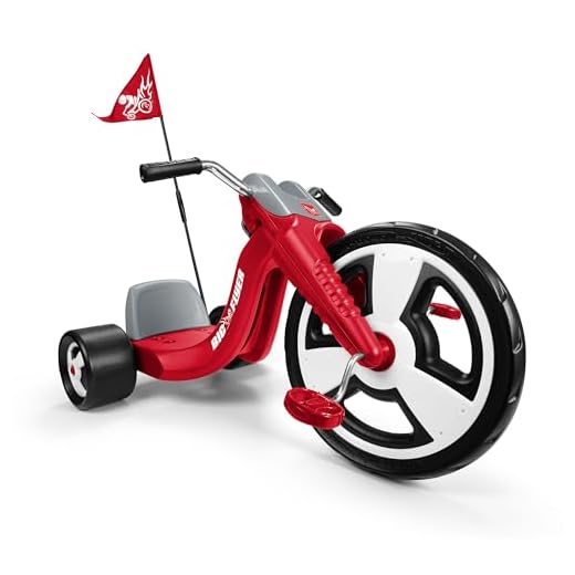 Radio Flyer Big Flyer Sport, for Kids 3-7, Chopper-Style Tricycle with 16-Inch Front Wheel, Adjustable Seat, Chrome Handlebars, Removable Racing Pennant, Performance Grip Tread, Tricycle for Kids