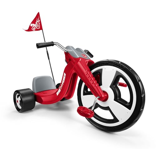Radio Flyer Big Flyer Sport, for Kids 3-7, Chopper-Style Tricycle with 16-Inch Front Wheel, Adjustable Seat, Chrome Handlebars, Removable Racing Pennant, Performance Grip Tread, Tricycle for Kids by Radio Flyer - Used condition - US$64.57