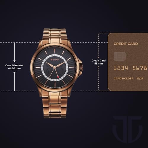 Image of Titan Karishma Quartz Analog with Date Black Dial Stainless Steel Strap Watch for Men