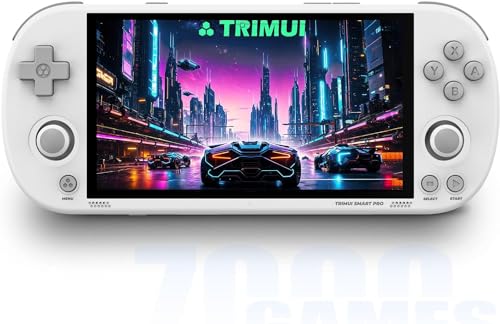 OYDL TRIMUI Smart PRO Retro Arcade Built-in 14300+ Games with 256G TF Card Linux System A133P Processor Preinstalled Emulators 4.96-inch IPS Screen Portable Handheld Game Console-White