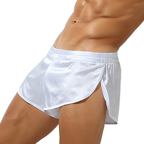 YUFEIDA Men's Athletic Supporters Silky Jockstrap Boxers Lightweight Active Shorts Large Side Split Satin Boxers