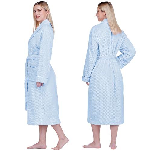 Image of PAVILIA Plush Robe for Women, Soft Fleece Long Spa Robe, Ladies Bathrobe with Pockets