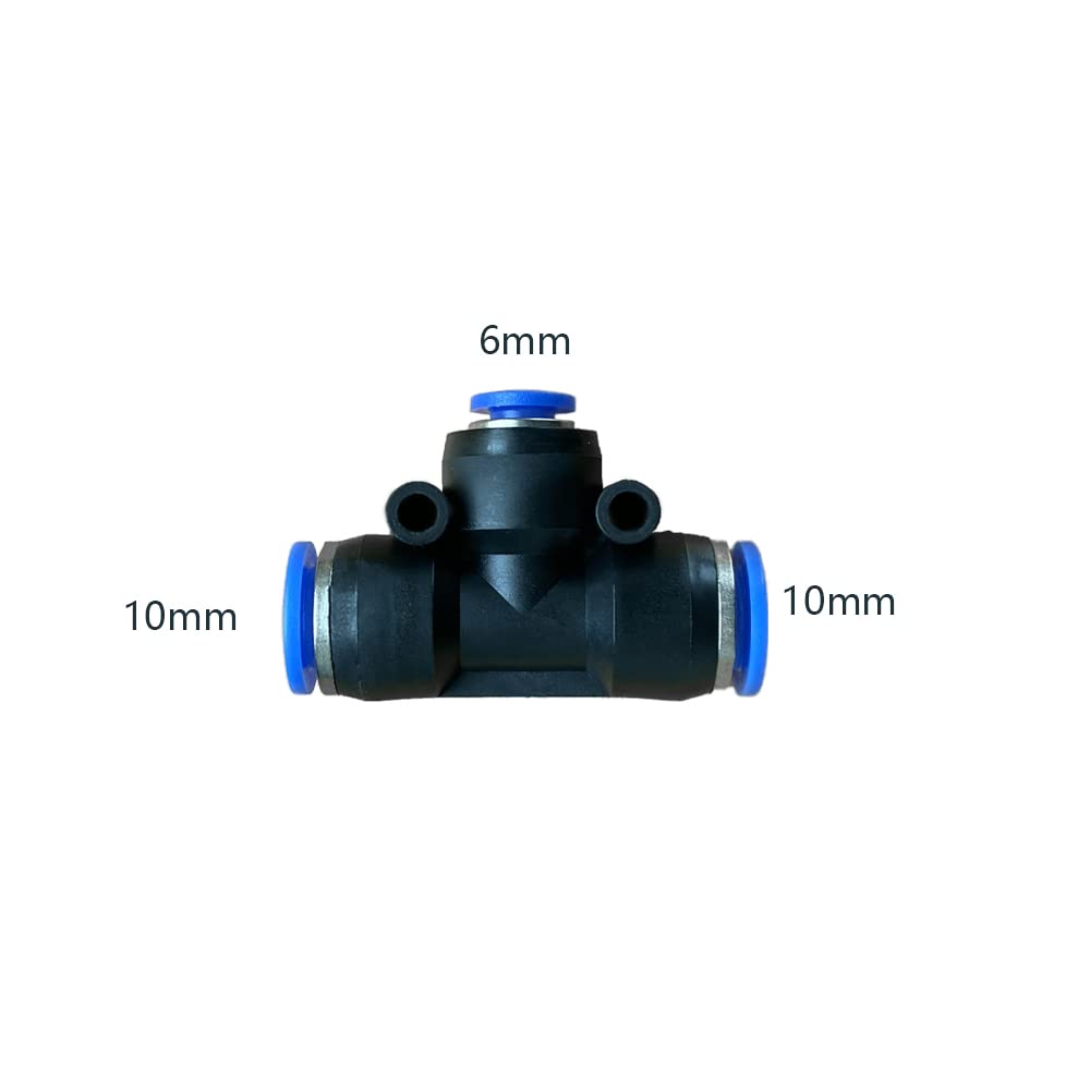 5 szt. 10 mm x 6 mm x 10 mm pneumatyczne złącze redukcyjne w kształcie litery T, szybkozłączka redukcyjna, szybkozłączka trójnikowa