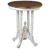 Sunset Trading Shabby Chic Cottage Table, Small Ornate, Antique white with raftwood top