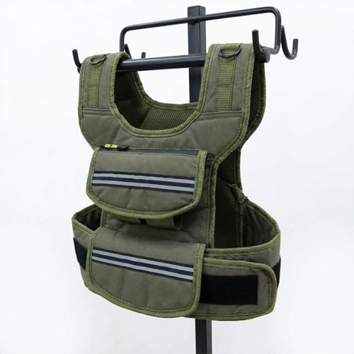 Adjustable Weighted Vest, 25/35/45 Lbs Weight Vest for Men, Weighted Vest with Pocket/Reflective Strips/Solid Iron Weights Dark Green 35 LBS