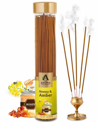 The Aroma Factory Organic Incense Sticks Palo Santo, White Sage, Sandalwood & Amber Myrrh (Herbal Agarbatti for Pooja) 0% Charcoal, 0% Sulphur, 4 x 100g Bottle with Jute Bag
