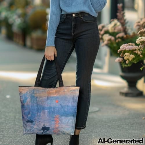 Image of Art Lover Zippered Tote Bag Waterproof Large Work Tote Bags, Artwork Women's Purse Handbags Travel Totes