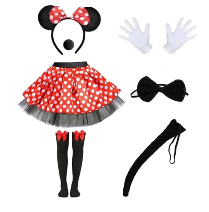 Orizizhic 7 Pcs Mouse Costume for Girls and Women, Halloween Dress-Up Set