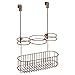 mDesign Over Door Bathroom Hair Hot Styling Tool Organizer Storage Basket for Hair Dryer, Flat Iron, Curling Wand, Hair Straightener - Hang Inside/Outside Cabinet Doors, 3 Sections - Venetian Bronze