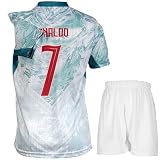 KISRAS Kinder Trikot Goat No #7 Sonderdesign Limitierte Auflage Fußball Trikot Shorts Kinder und Jugend Größe(Weiß,152)