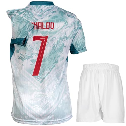 KISRAS Kinder Trikot Goat No #7 Sonderdesign Limitierte Auflage Fußball Trikot Shorts Kinder und Jugend Größe(Weiß 128)