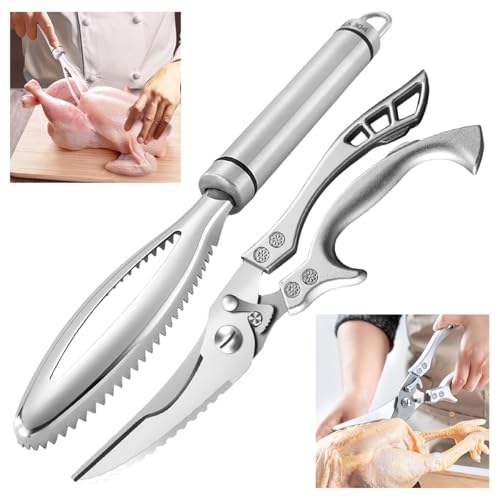 Upgraded Poultry Shears and Stainless Steel Lung Remover SUS 304 Chicken Processing Equipment with Strong Working Head and Ergonomic Handle Essential Chicken Butchering Equipment Kitchen Tool