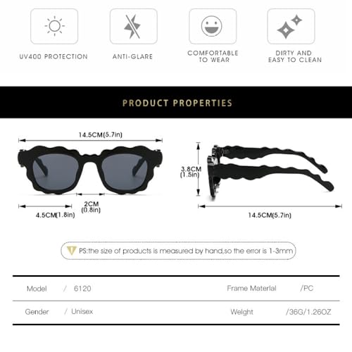 Fashion Retro Punk Wavy Sunglasses Women Cool Shades Men Classic Sun Glasses Irregular Elegant Eyewear Uv4003