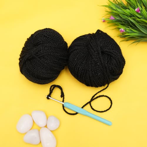 Image of picknMAKE DIY Crochet Placemat Kit for Beginners Adult - 13.75 Inch Round Black Placemat Craft Kit with Wool, 3MM Crochet Hook, Cutter & Step-by-Step Instructions - Perfect for DIY Home Decor