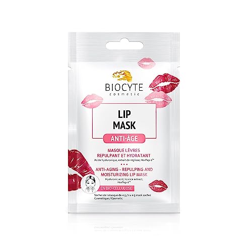 BIOCYTE Lip Mask - Masque pour Lèvres Repulpant et Hydratant - Soin à base d'Acide Hyaluronique, Réglisse, Acides Aminés, Biocellulose - 1 Masque