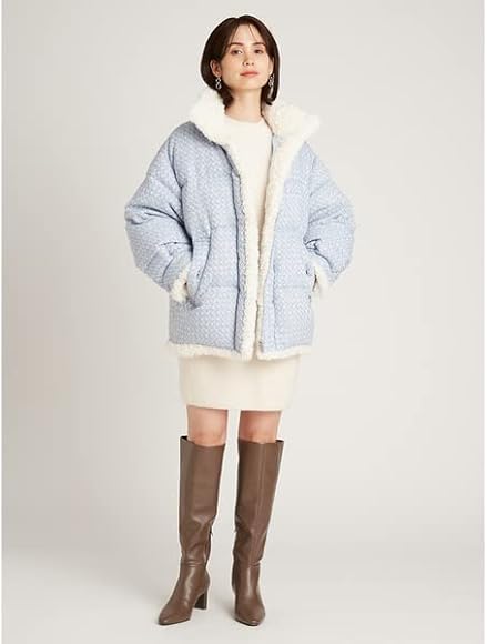 Amazon | [SNIDEL] ツイードミドルコート SWFC225024 レディース BLU 0 