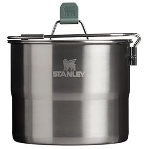 Stanley Wildfare Go Two Bowl Mess Kit | 8pc Portable Pot & Cookware Set | 1.25qt Stainless Steel Pot w/Locking Handle, Lid, 2 Bowls & Sporks