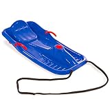 AC - Trineo de Nieve Infantil - Sin Volante – Fabricado en plástico - Tabla de Descenso para niños con Cuerda - 84 x 45 x 17 cm – Color Azul