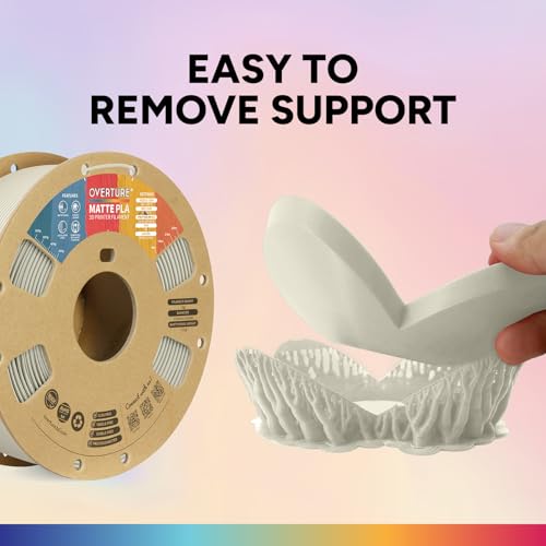Image of OVERTURE Matte PLA 3D Printer Filament 1.75mm, Matt Surface & Low Warping Filament 1kg Spool (2.2 lbs), Accuracy + /- 0.02 mm, Fit Most FDM Printers (Matte Beige)