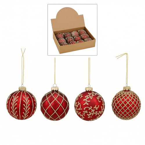 MC-Trend 12 edle Weihnachtskugeln im Set aus Glas (Ø 8 cm) –...