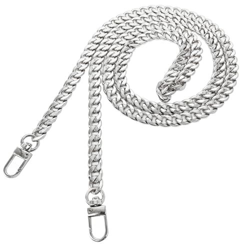 Model Worker DIY Iron Flat Chain Strap Handbag Chains Purse Chain Straps Shoulder Cross Body Replacement Straps with Metal Buckles (47 Silver)