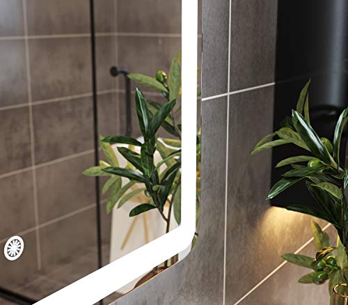 PetusHouse 32x24 Inch LED Backlit Bathroom Mirror, Wall-Mounted Vanity Mirrors with Lights, Dimmable Anti-Fog 6000K CRI>90 5MM Copper Free Mirrors, Horizontal & Vertical