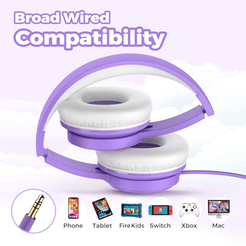 TuneFlux Kids Headphones with Cord for School, 85dB, 3.5mm Jack, Purple by TuneFlux - Used condition - Image 6