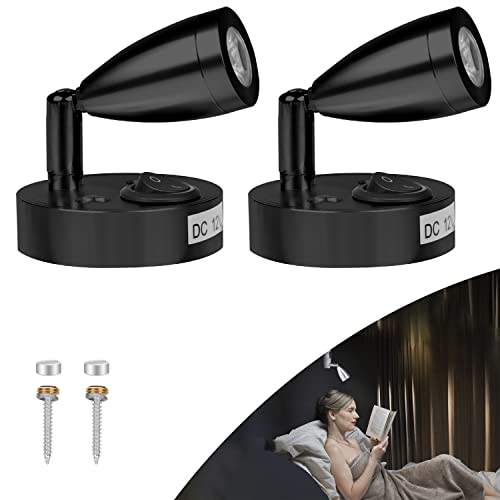 CPROSP 2x 3W 12V Lampe 12v Camping Car, LED Lampe de Lecture pour Bateau Caravane Voiture, avec son Propre Interrupteur, Lumière Blanche Chaude, 3000K, 220lm,...