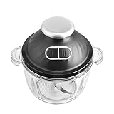 UOOD Chopper de alimentos eléctricos, procesador de alimentos de 8 tazas con pelado de ajo for carne, cebolla, vegetales, tazón de vidrio de alta capacidad de 2.5 litros con 2 velocidades y 350 W Moto