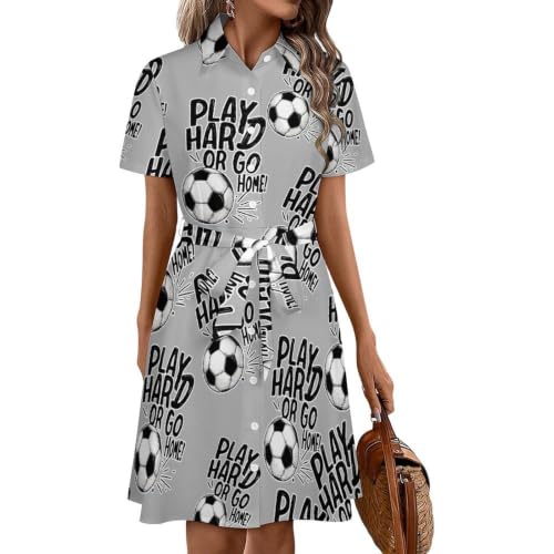 Robe chemise midi football pour femme look sportswear chic d'été