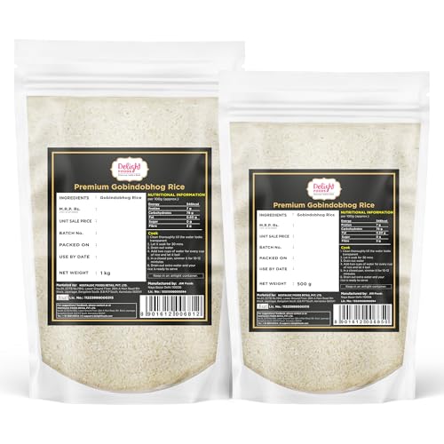 Image of Delight Foods Premium Bengali Gobindobhog Rice | 2 Years Old Aged | Unpolished Aromatic Short Grain Chawal | Grown in Bengal | Ideal for Payesh /Kheer, Biryani & Pulao (1.5 kg (Pack of 1)