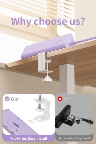 Image of 6.5 FT Desk Clamp Power Strip with 5 AC Outlets & 6 USB Ports PD 40W USB-C Fast Charging, Extension Cord with Multiple Outlets, Fits 2.1 in top Edge Purple