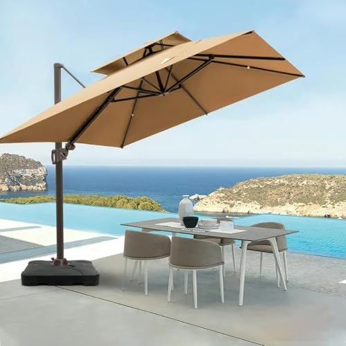 Image of THESHELTERS - Premium Garden Umbrella 360 Degree Rotating Stylish and Durable Outdoor Garden Umbrella with Heavy-duty Water Base (95Kgs)- Patio and Lawn Umbrella, 2.5x2.5m Big Size Outdoor Umbrella with Stand