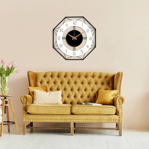 Image of Arabs Morden Metal & Wooden Wall Clock for Living Room Bedroom Office Kitchen Stylish Wall Clock for Home and Hall Designer Big Size Modern (Triangle White, 40 CM)