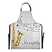 AQQA Note musicali Vibrazioni dal sassofono Grembiule da cuoco da uomo Grembiule da cucina regolabile 88x68 cm Grembiuli con tasche Waterdrop Grembiule da cuoco per uomo Donna