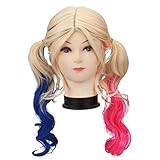 Mumaya Haley Quinn Cosplay Costume Wig for Movie Suicide Squad 2 Role Play Synthetic Hairs for Women and Girls Halloween Christmas Carnival Party