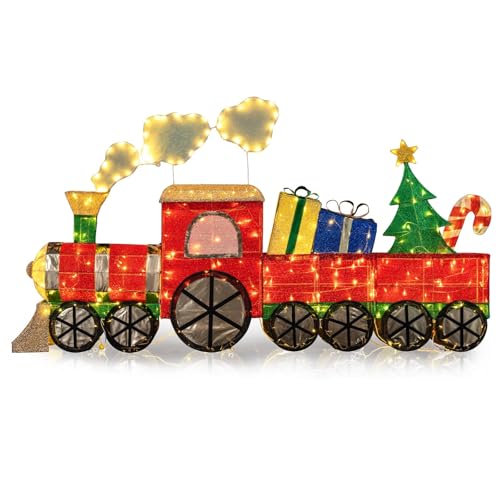FANTASK 215 cm Weihnachtszug beleuchtet, leuchtender Deko-Zug mit 330...