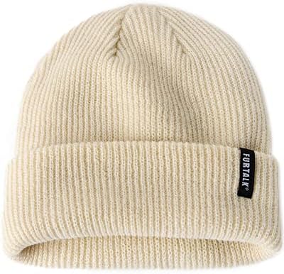 FURTALK Beanie Hat for Women Men Winter Hat Womens Cuffed Beanies Knit Skull Cap Warm Ski Hats Beige