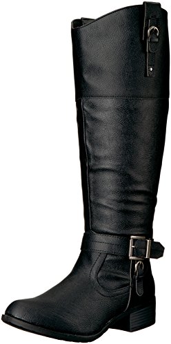 Rampage Women's Ivelia Fashion Knee High Casual Riding Boot, Black Wide Calf, 6.5 M US