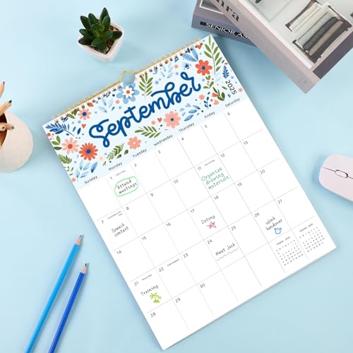 KONVINIT Wall Calendar 2024-2025, 18 Monthly 2025 Calendar for Wall - Runs From July 2024 Until December 2025-14\" x 11\", Floral Calendar 2024 with Spiral Bound for Office, Home & School