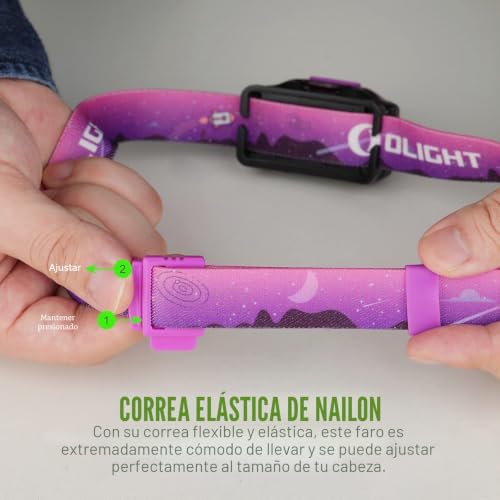 Linterna frontal rosa para montar a caballo con diadema cómoda 5